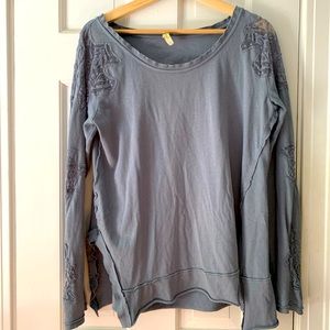 Free People Gray/ blue shirt